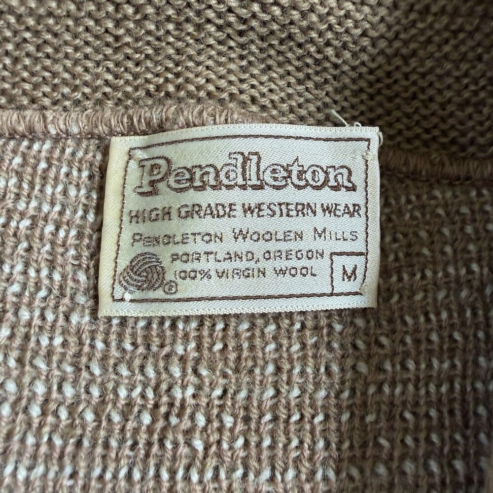 Vintage 70s Pendleton Wool Sweater High Grade Western Wear Navajo Aztec Cardigan - Picture 6 of 9